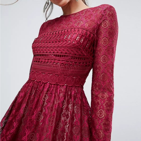 ASOS Premium Lace Mini Skater Dress US 6 - Picture 2 of 10